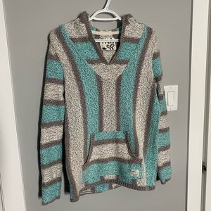TNA Aritzia Grey and Teal Baja Hoodie S Small